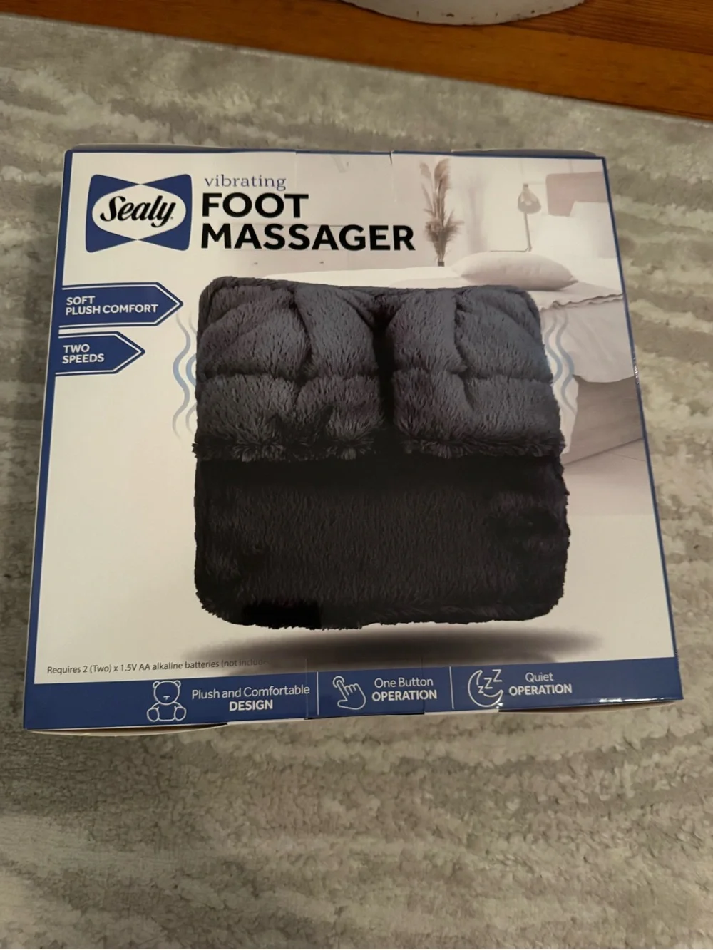 Sealy Vibrating Foot Massager 2 Speed Gray NEW SEALED